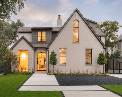 modern tudor home exterior.